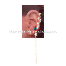 best selling sparkle beaded dangling crystal blue star hanging tassel earring